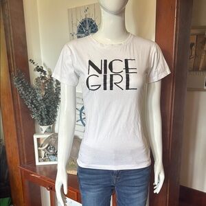 April size L White Graphic Tee - Nice Girl